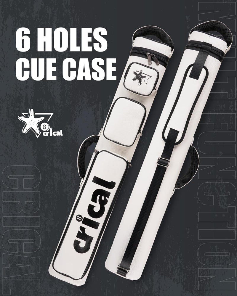 CRICAL Pool Cue Case 2x4 Hard Pool Stick Case Holds 2 Butts and 4 Shafts for Adults Billiard Cue Case with Soft Shoulder Straps - Image 2